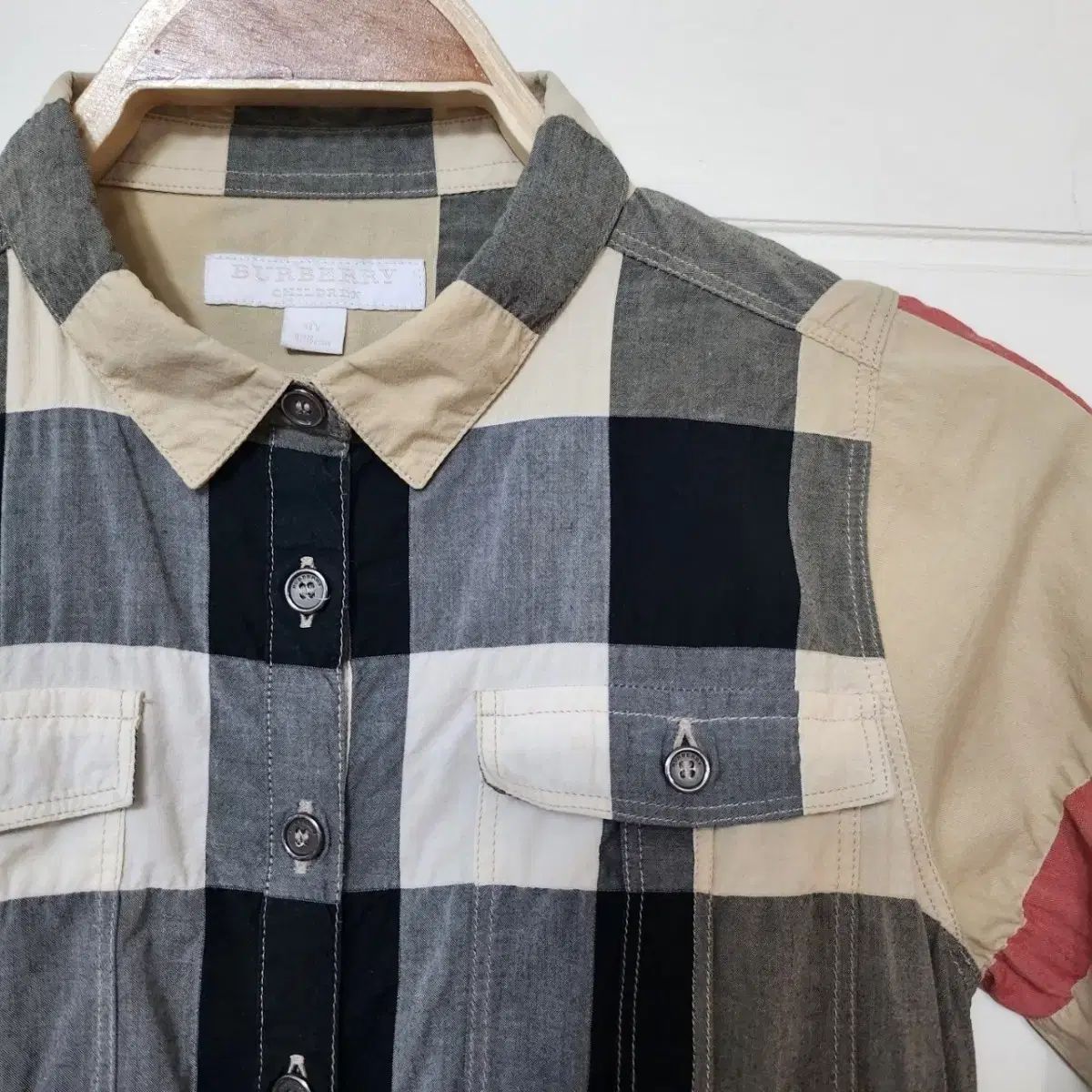 130 ホー) 8y ／ 128cm バーバリーチルドレン ロールアップスリーブ