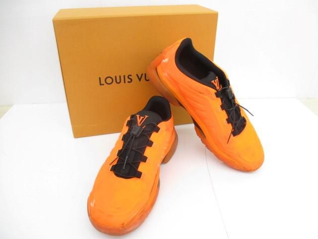 中古 ルイヴィトン LOUIS VUITTON ミレニアムライン LVロゴ ラバーソール スニーカー 9(28cm) 蛍光オレンジ メンズ