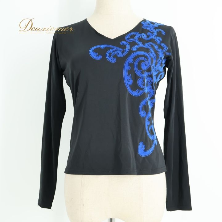 日本製 社交ダンス衣装】ブルー Chacott ブラウス トップス 水色 伸縮