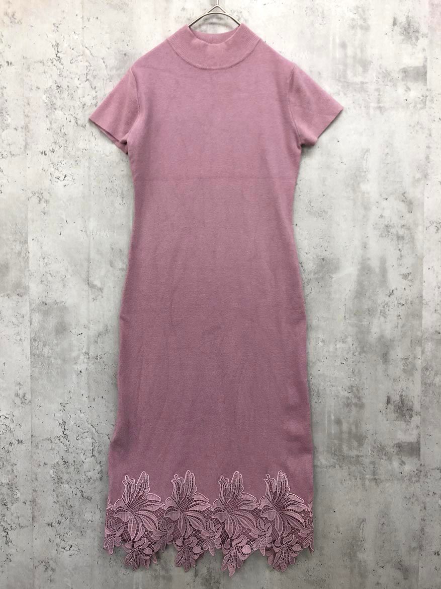 eimy istoire エイミーイストワール モチーフ レース ポイント ニット ワンピース sizeF|PURPLE ◎レディース