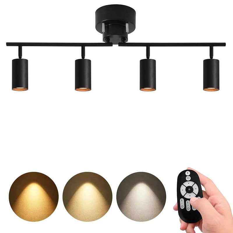 UEWIT シーリングライト4灯 ペンダントライト LED電球付き 調光 調色 スポットライト 北欧 おしゃれ 700LM 6畳 8畳 消費電力6W 60W形相当 E11口金 リモコン操作 角度調節自由 キッチン ダイニング 間接照明 天井照明 電池別売 1
