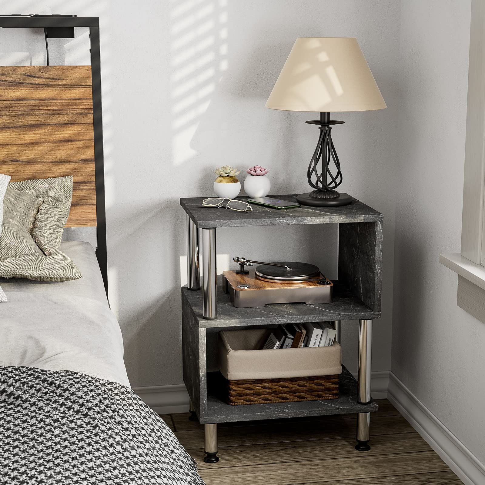 特価セール】ジグザグラック ベッド横 見せる収納 ソファ 寝室