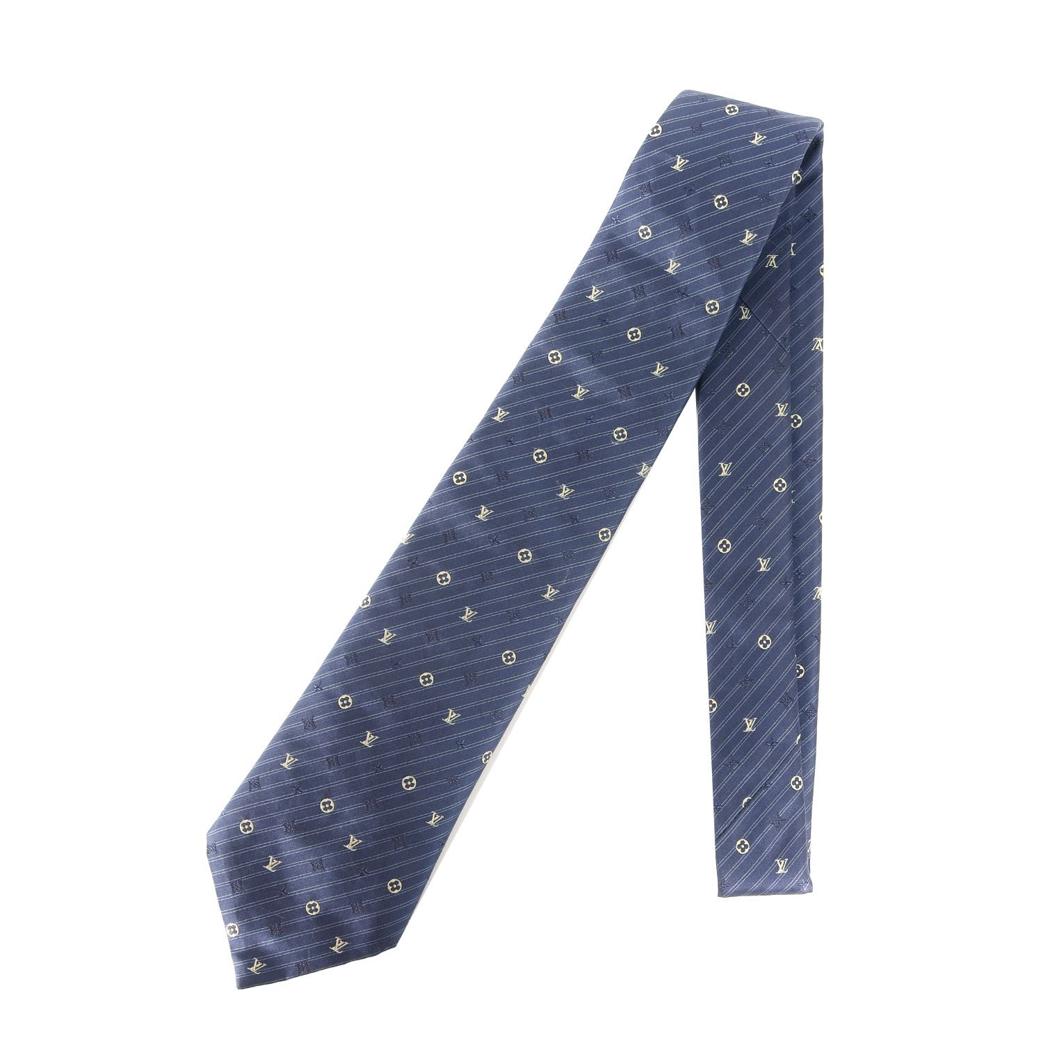 美品 ルイヴィトン ネクタイ ネイビー 紺 ルイヴィトン LOUIS VUITTON