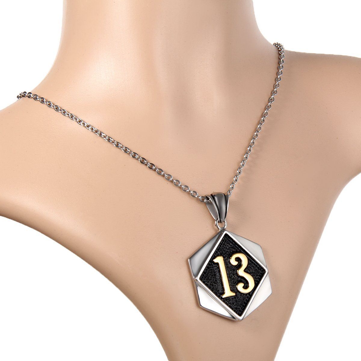  歐米風 ネックレス ファション ステンレス シンプル メンズペンダント 金色 菱形 数字 シルバー Flongo ネックレス アクセサリー