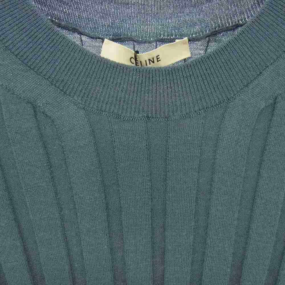 CELINE セリーヌ 7260 23FG8 ウール リブ ニット トップ インディゴ  