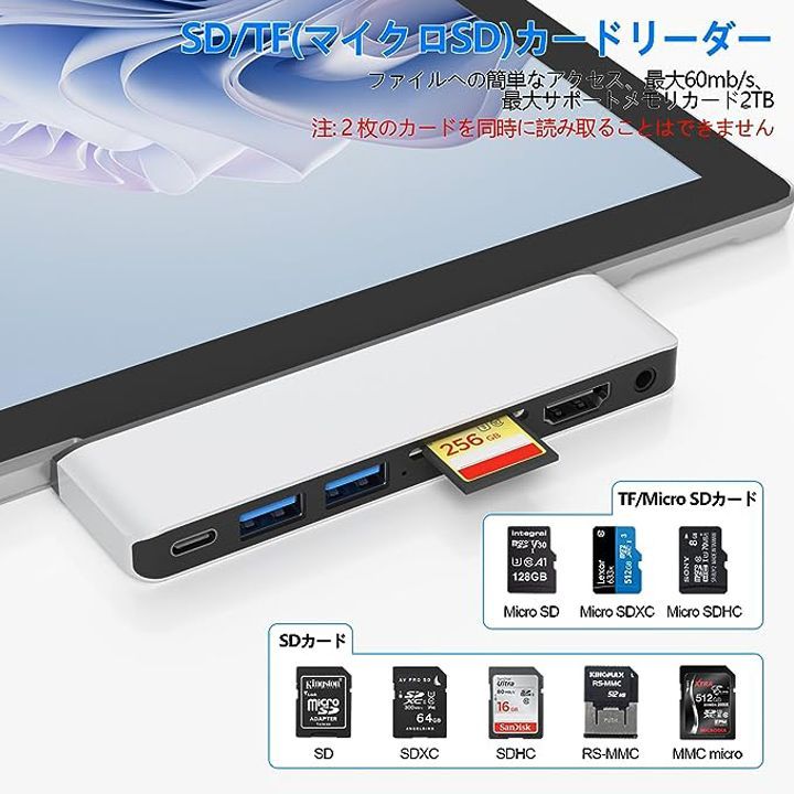 Surface Pro 9 ハブ 4K HDMI, USB-C Thunerbolt 4 (ビデオ データ 100W