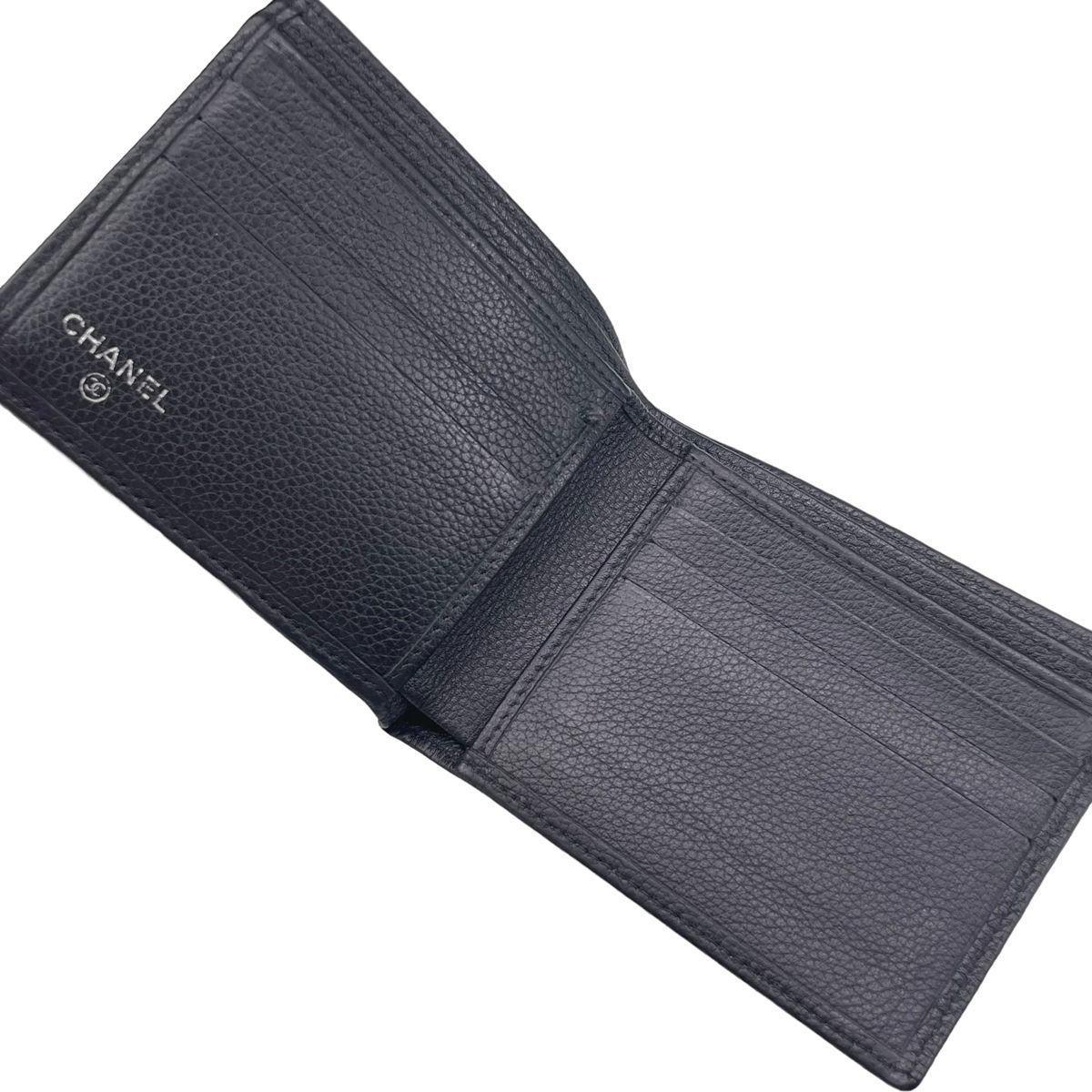 中古】 CHANEL シャネル メンズ財布 二つ折り札入れ カーフレザー