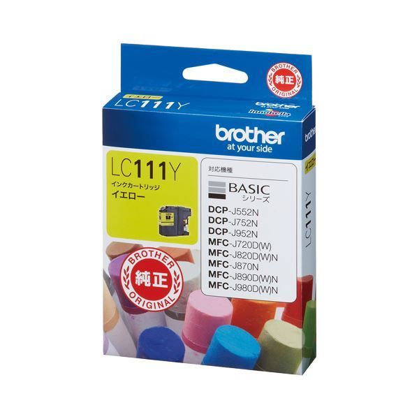 （まとめ） ブラザー BROTHER インクカートリッジ イエロー LC111Y