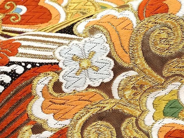 平和屋本店□極上 西陣 河合美術織物謹製 六通柄袋帯 唐織 立波