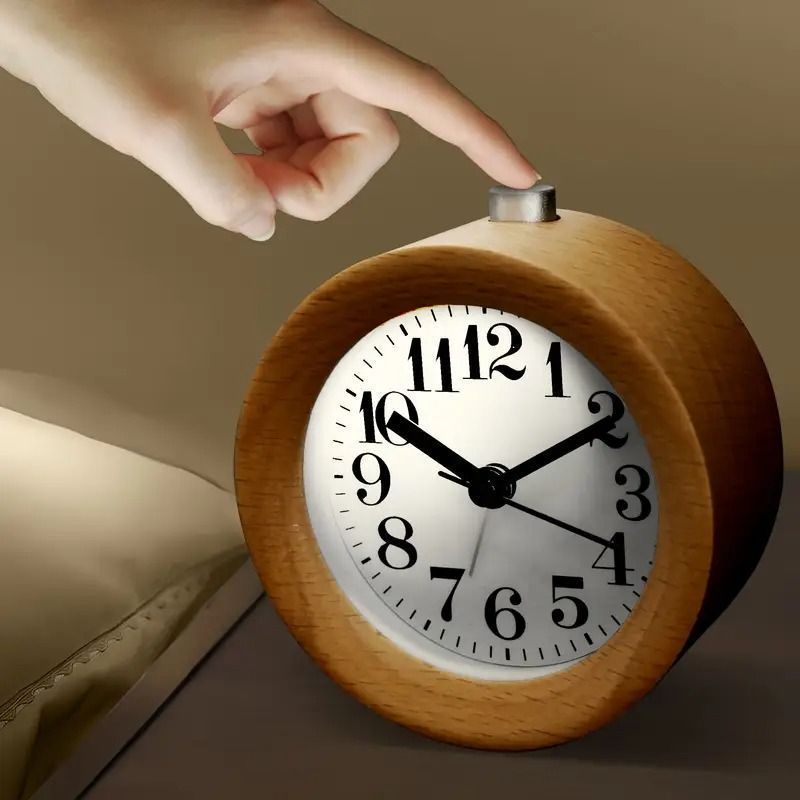 目覚まし時計 アラームクロック スヌーズ機能 置時計 木製
