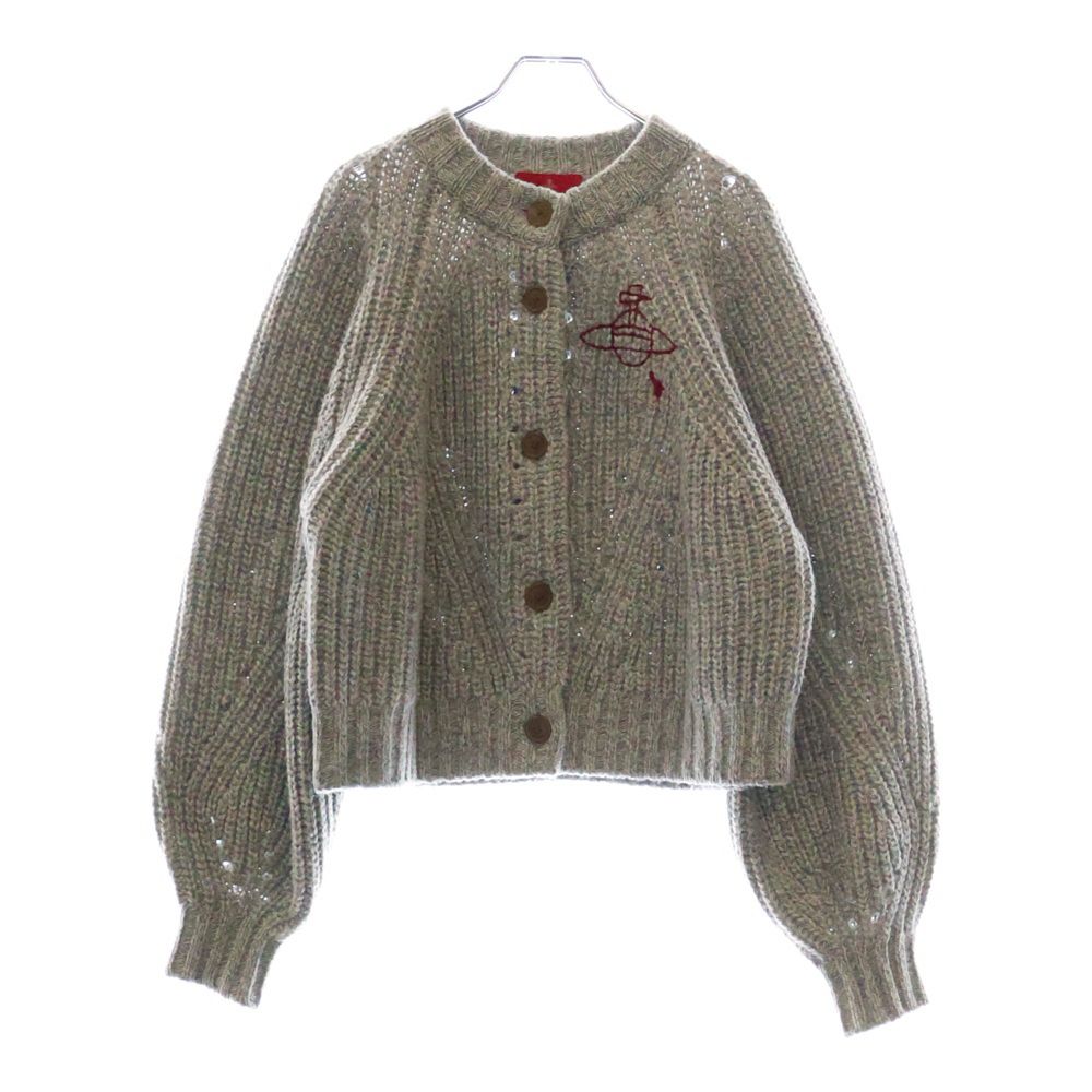Vivienne Westwood Red Label ヴィヴィアンウエストウッドレッドレーベル オーブ ロゴ刺繍 ウール ローゲージ カーディガン グレー レディース 16-12-132025