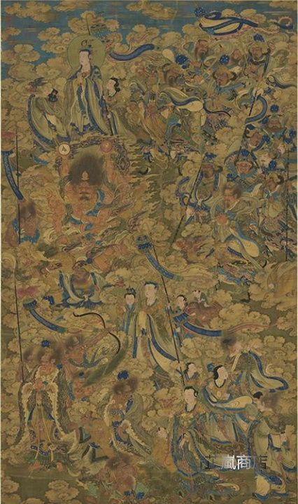 中国古美術・純手描き大六尺中堂神仙图・人物画・丁観鵬印款・書道・絹本・肉筆・珍品 Amazon.co.jp: ！ 明時代 名家 王勤 天龍八部 羅義女衆仙 仏教