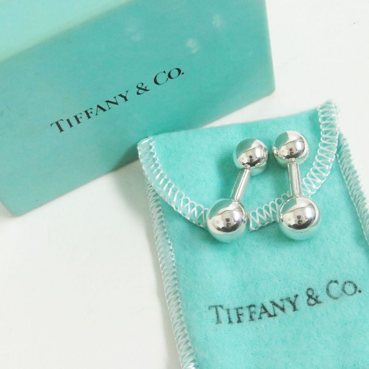 美品□Tiffany＆Co./ティファニー ダンベルモチーフ SV925 カフス ...