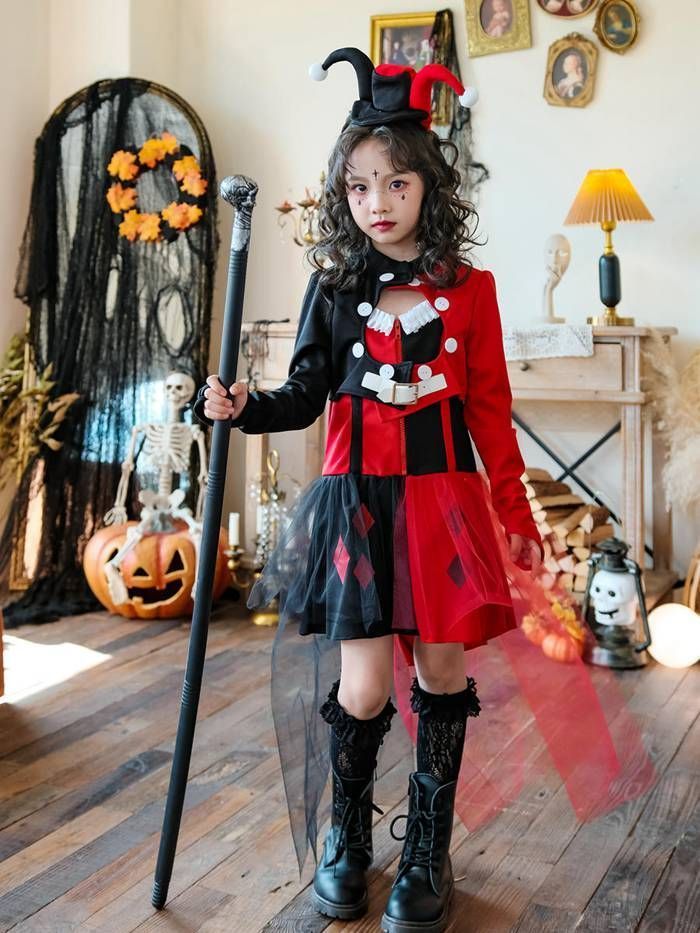 ハロウィン キッズ ピエロ 子供用 悪魔 子供用 親子ペア ピエロ衣装 デビル お化け 仮装 コスチューム 女の子 キッズ ドレス 魔女 天使 コスプレ衣装 悪魔 ハロウィン衣装 仮装 クリスマス プレゼント衣装 hHSQ148