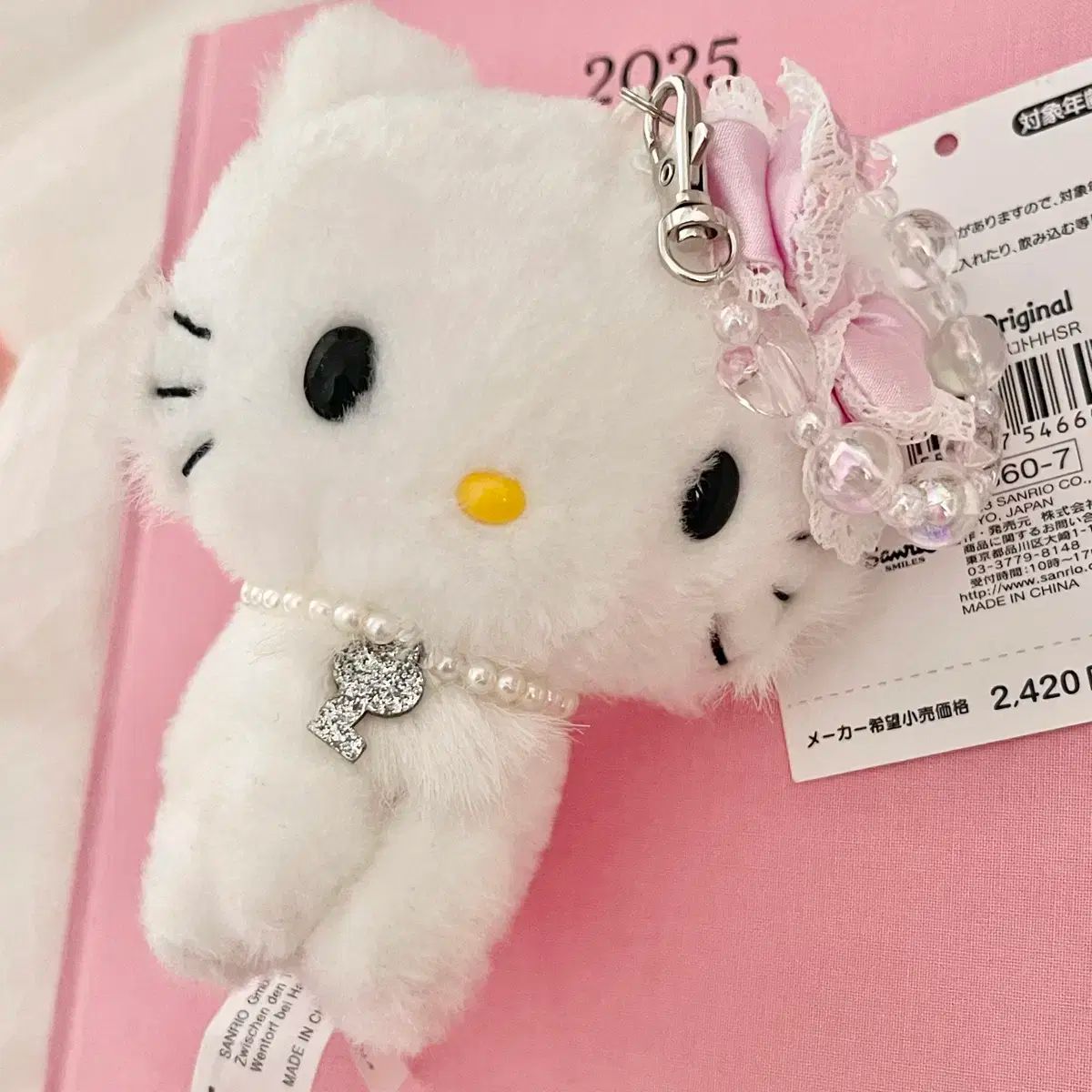 日本 Sanrio サンリオ チャミ hello kitty ハローキティ 平成 ビーズ ストラップ リボン キーリング マスコット