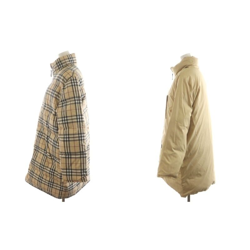 バーバリー ロンドン BURBERRY LONDON ノバチェック ダウンコート ロング丈 リバーシブル スタンドカラー ナイロン アウター 160A ベージュ BN283-386 |AN38