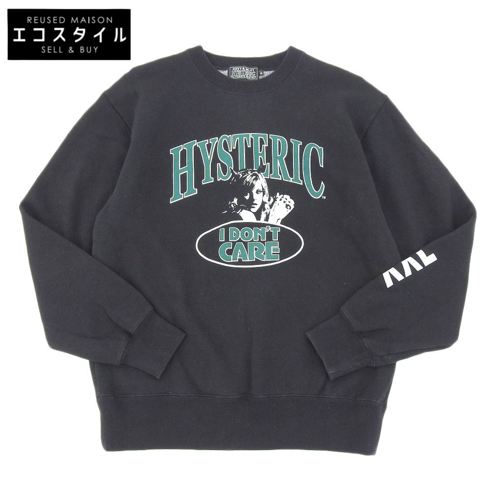 HYSTERIC GLAMOUR ヒステリックグラマー DON T CARE クルーネック スウェット 裏起毛 トップス メンズ ブラック M 02213CS02 M