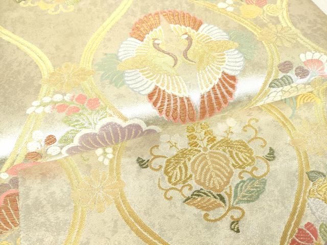 平和屋着物●六通柄袋帯　枝花文　金糸　引箔　正絹　逸品　CAAU1080yk 平和屋着物▽六通柄袋帯 立涌花鳥文 金糸 引箔 正絹 逸品 DAAX3227az