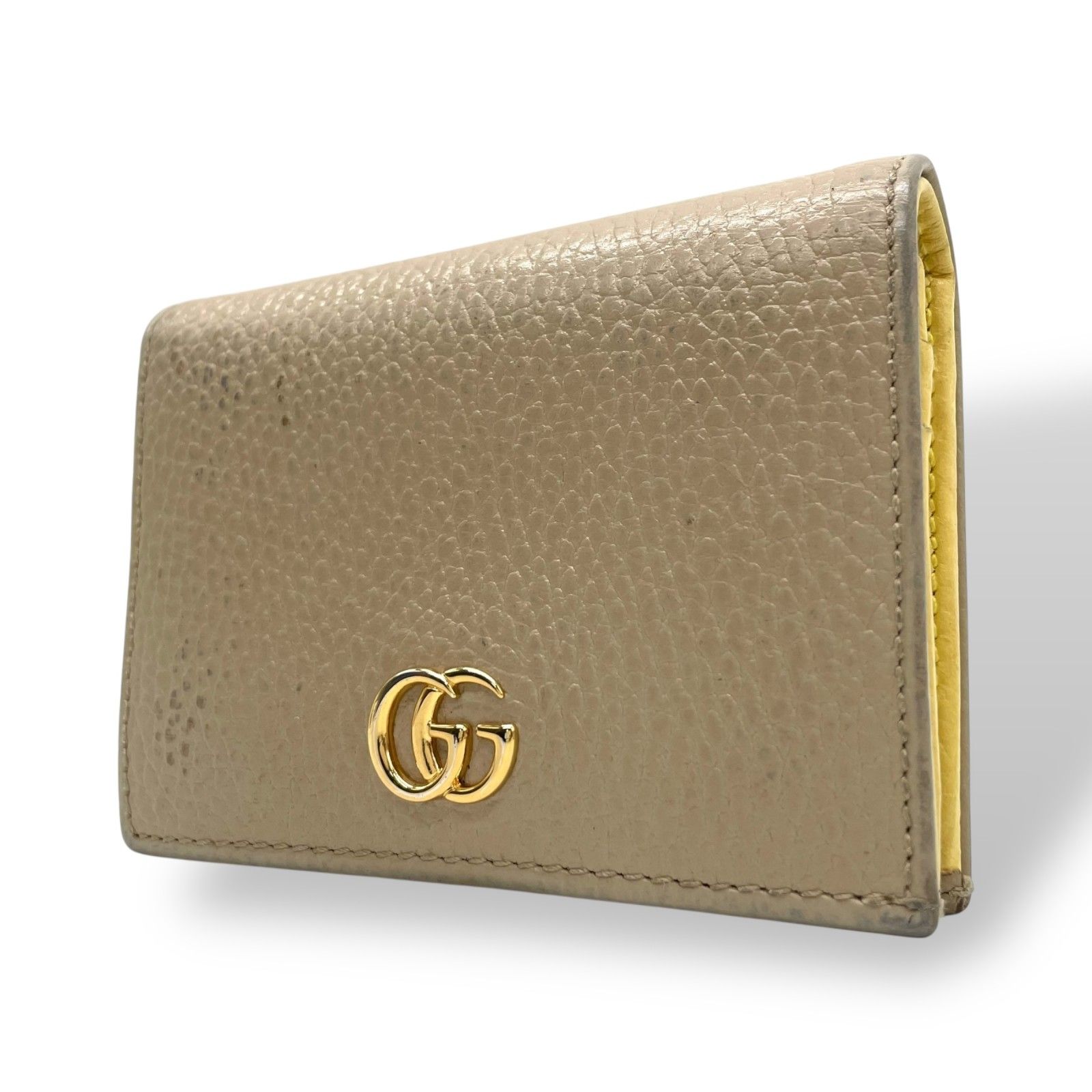 美品 グッチ バイカラー GG マーモント ベージュ 二つ折り 財布 イエロー GUCCI グッチ 二つ折り財布 GGマーモント パイソン マルチカラー