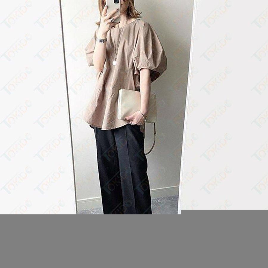 ブラウス レディース トップス トップス ゆったり 上品 通勤 大人可愛い 半袖 ラウンドネック シンプル 上品 ピュア ちょうちん袖 パフスリーブ 無地 ブラウス レディース トップス トップス ゆったり 上品 通勤