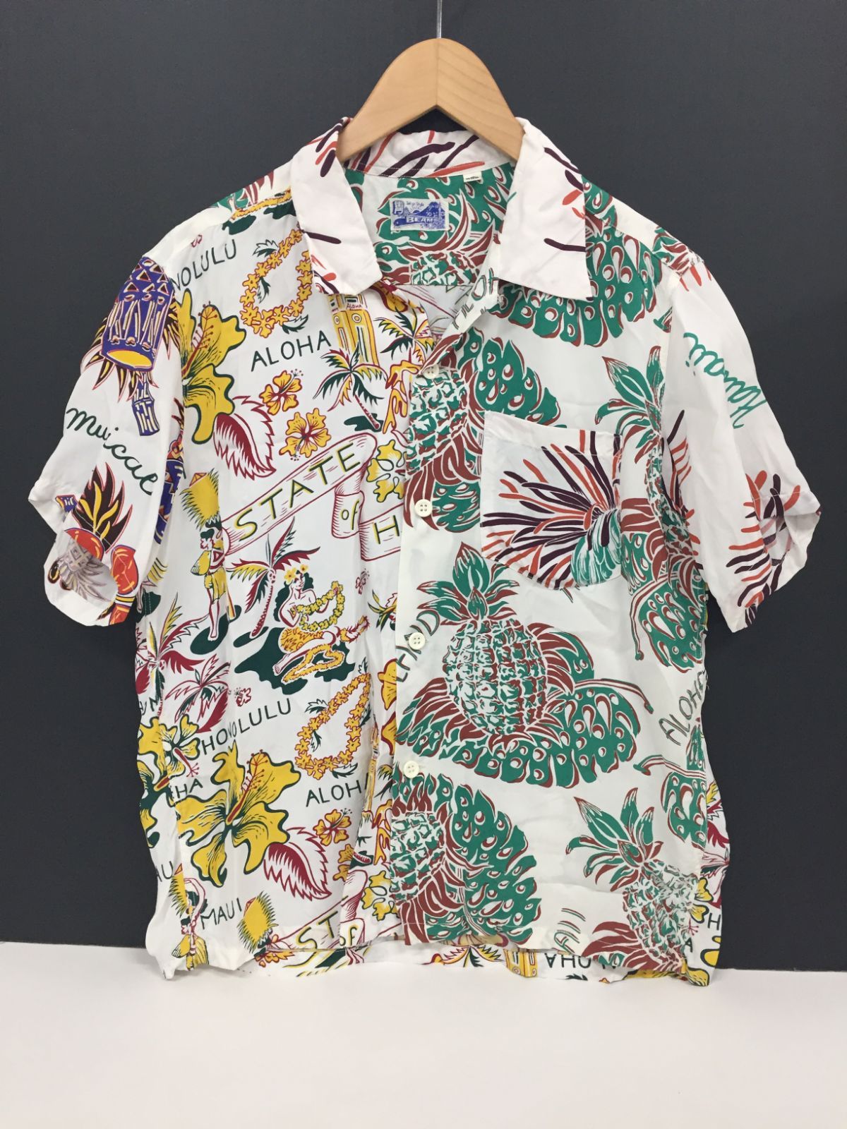 【美品】SUN SURF × BEAMS アロハシャツ リーフパターンM SUN SURF サンサーフ × BEAMS ビームス ハワイアンセーラー