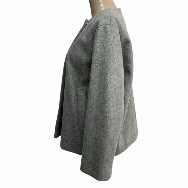 ギャローリア GALLORIA 美品 ノーカラーコート ジャケット ショート丈 グレー M - メルカリ