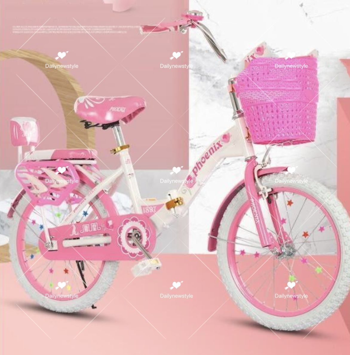 人気推薦◆折りたたみ式子供用自転車20インチキッズバイクピンク高さ調節 誕生日プレゼント