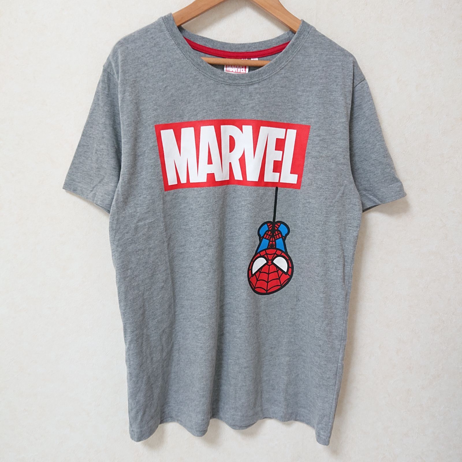 w^)b MARVEL マーベル 半袖 Tシャツ カットソー トップス 丸首 キャラクター 映画 スパイダーマン プリント 可愛い ルームウェア  部屋着 タウンユース シンプル カジュアル グレー メンズ サイズL - メルカリ