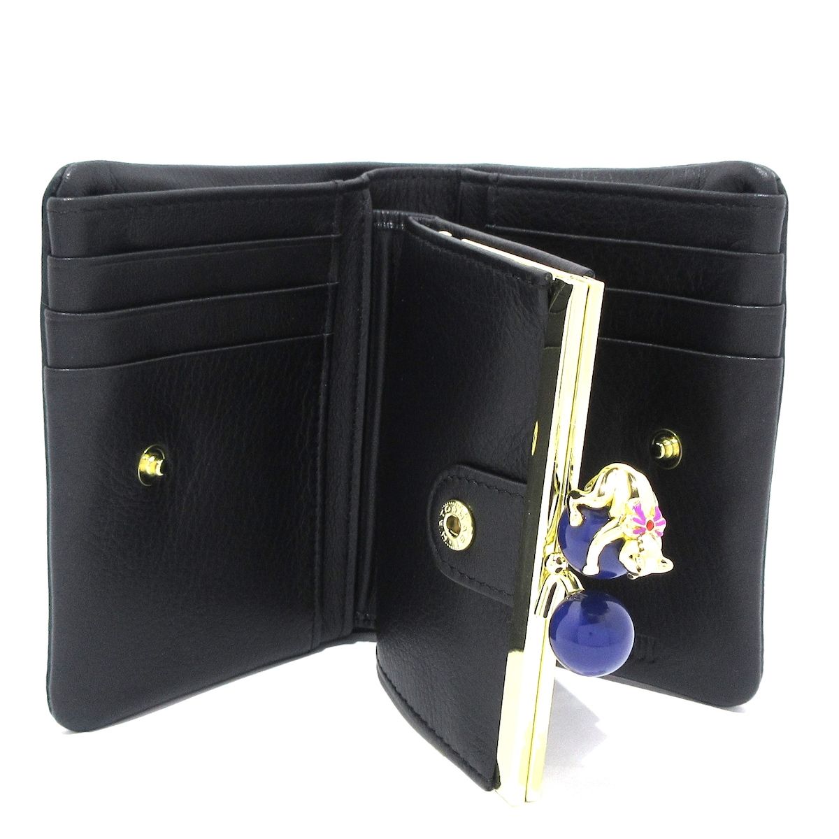 ANNA SUI(アナスイ) 2つ折り財布美品 - 黒 ネコ/スター(星
