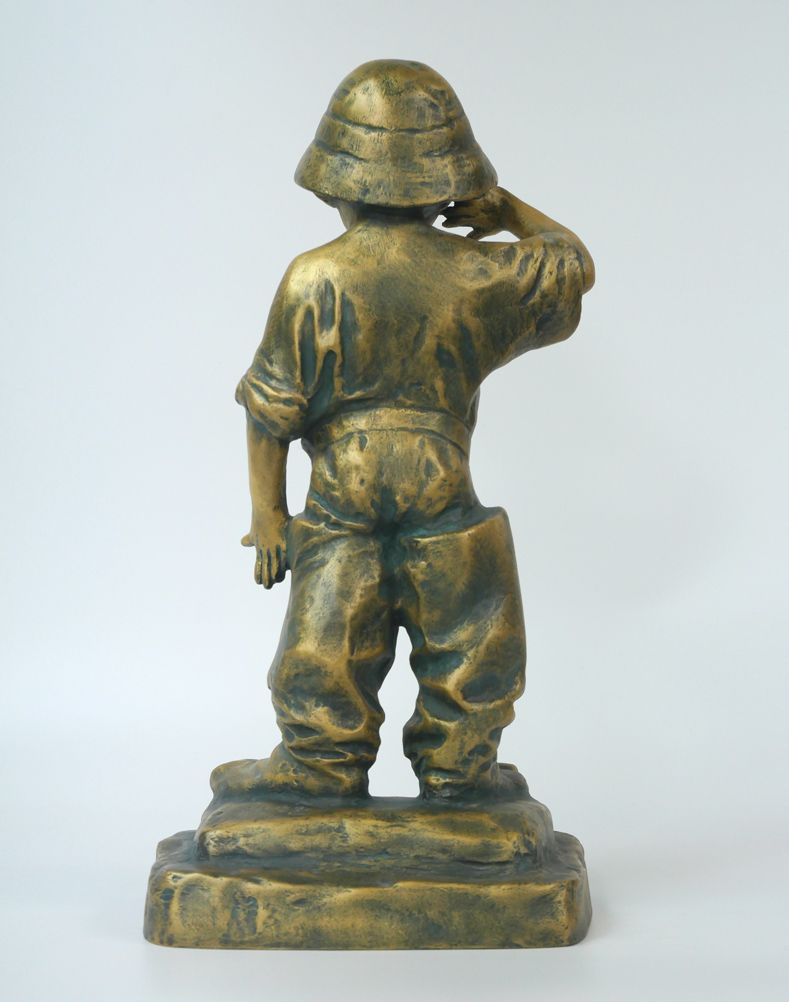 北村　西望 　天真爛漫　『将軍の孫』」　ブロンズ 北村西望「天真爛漫『将軍の孫』」ブロンズ作品・北村治禧識箱