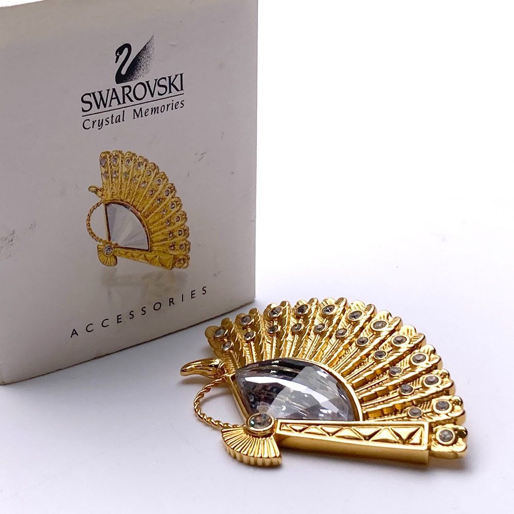 スワロフスキー SWAROVSKI ブローチ 扇 扇子 rm) SWAROVSKI スワロフスキー ブローチ 扇 扇子 9446 000 111