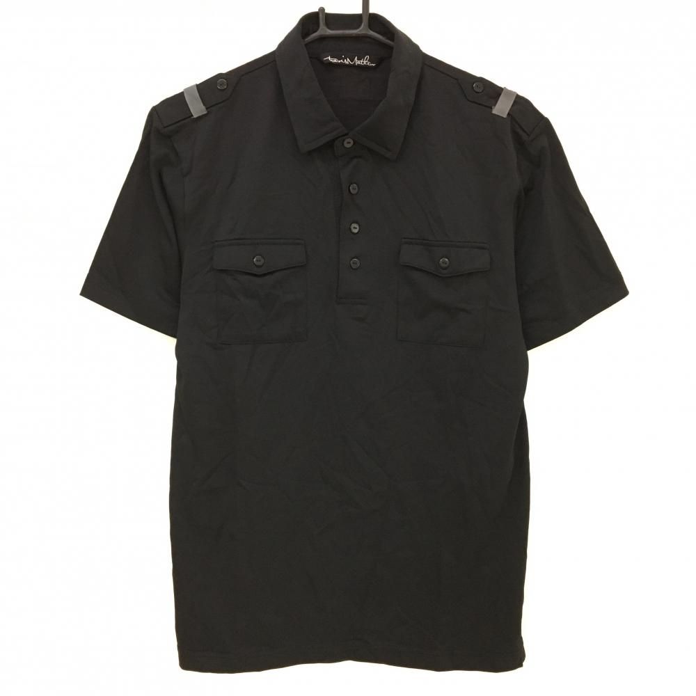 美品】トラヴィスマシュー 半袖ポロシャツ 黒 胸ポケット メンズ S