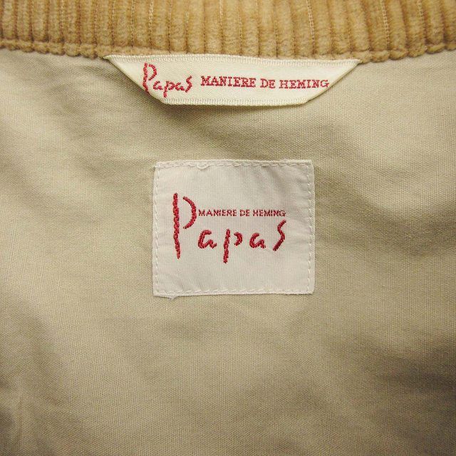 パパス カバーオール コットンコート コーデュロイ襟 刺繍ロゴ パパス カバーオール コットンコート コーデュロイ襟 刺繍ロゴ