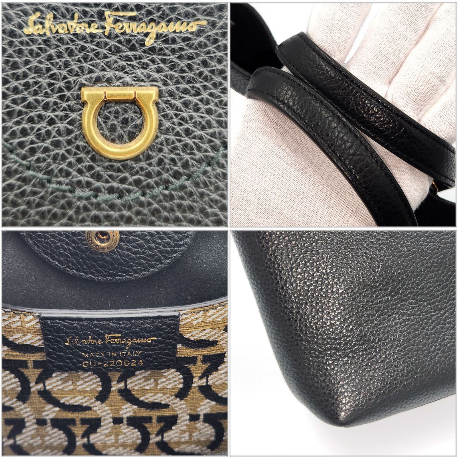 フェラガモ SalvatoreFerragamo ガンチーニ 2WAYハンドバッグ ブラック  