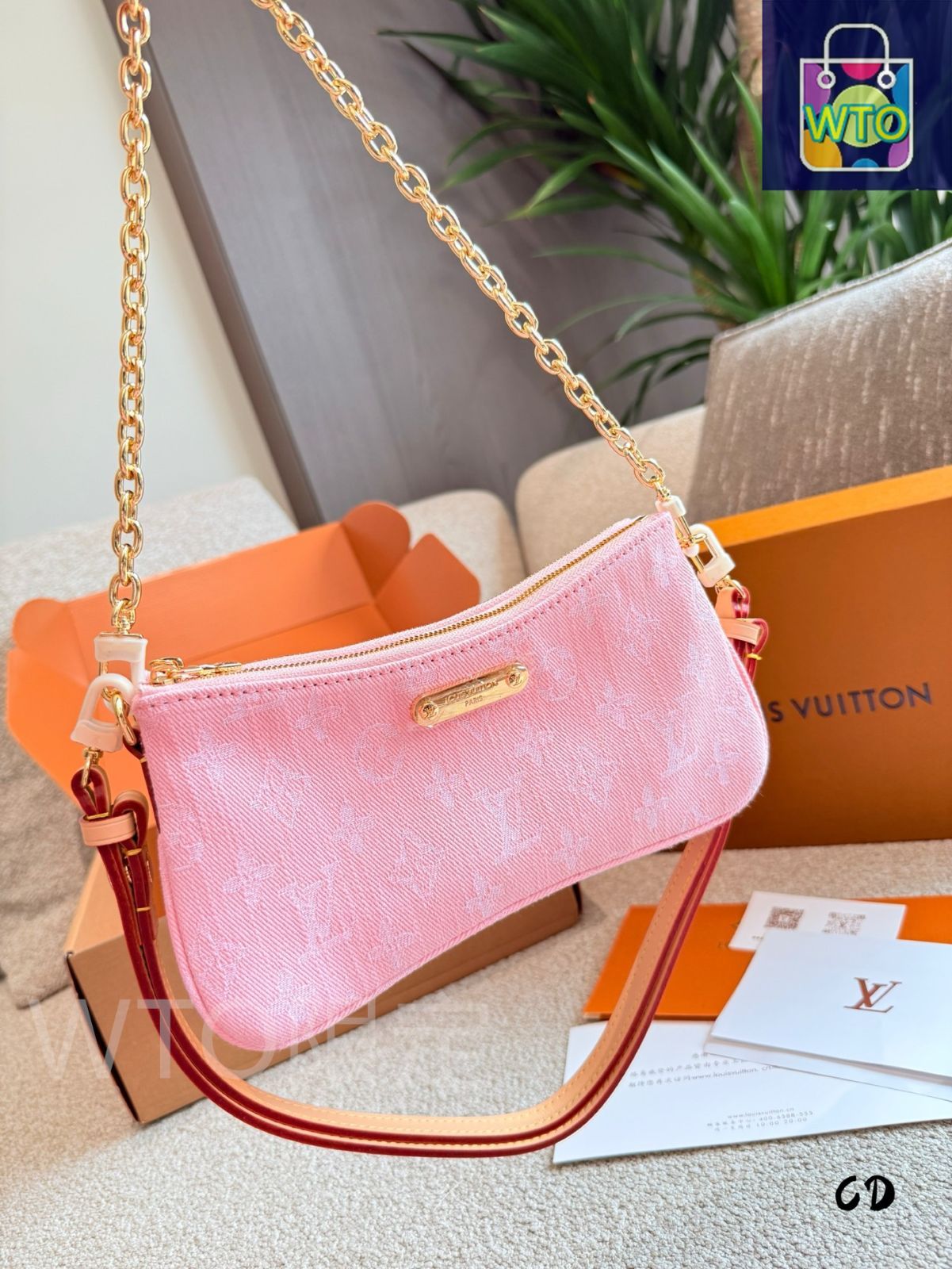 今日特価】Louis Vuitton Pink Denim Mahjong Bag・ルイ