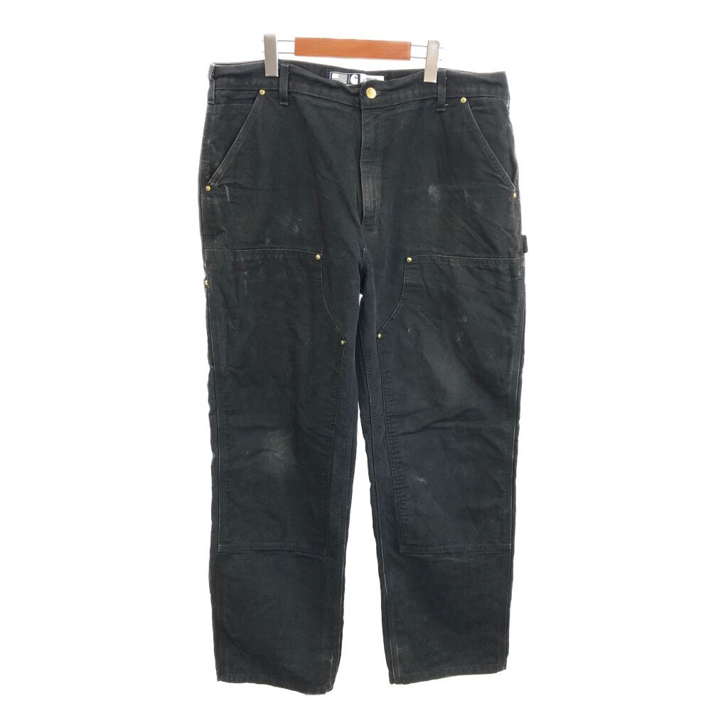 Carhartt ダブルニー w36×L32 USA製 黒 ダック カーハート W36xL32 USA製 Carhartt カーハート ダック ダブルニー 黒