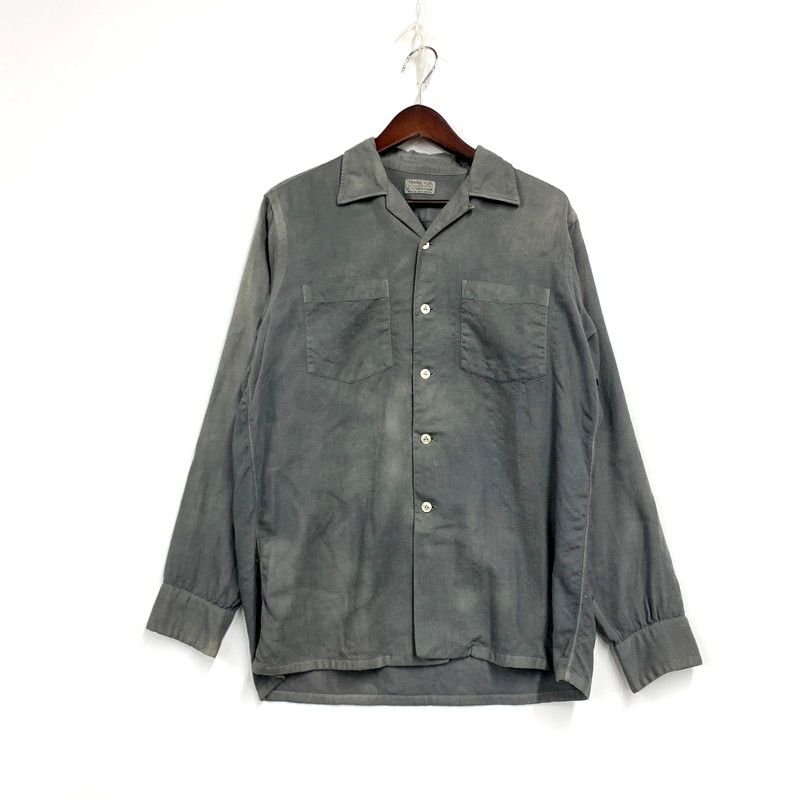 VIYELLA by HATHAWA WOOL COTTON LS OPEN COLLAR SHIRT オープン シャツ ウール コットン 長袖 トップス 146-250505-ay-08-izu