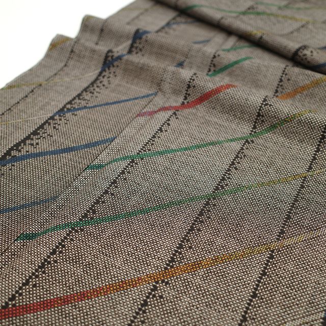 新古品】 本場大島紬 袷 着物 泥染 7マルキ 一元式 正絹 絹 こげ茶 縞