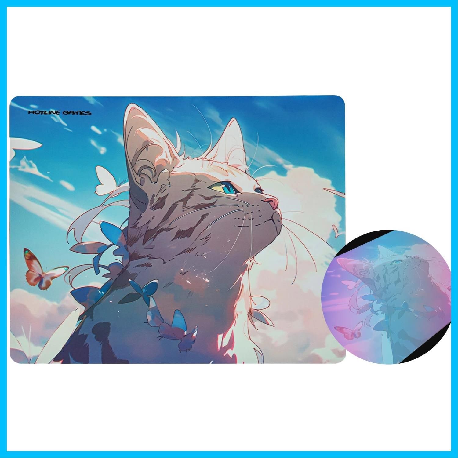 【新着商品】Hotline Games 流光 ゲーミングマウスパッド カラーアイス ガラス繊維 マウスパッド 防水 低摩擦 超高速滑り 猫 [ 320mm x 280mm x 3mm ] 国内正規品