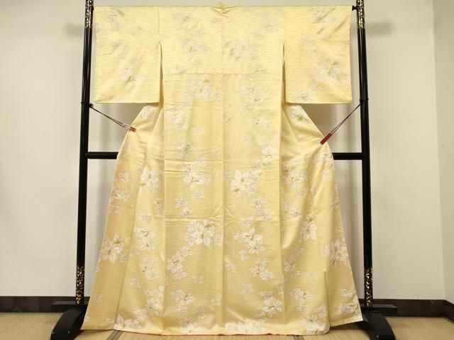 平和屋着物▽上質な小紋　単衣　舞葉文　正絹　逸品　DAAS0318az 平和屋着物▽上質な小紋 単衣 舞葉文 正絹 逸品 DAAS0318az