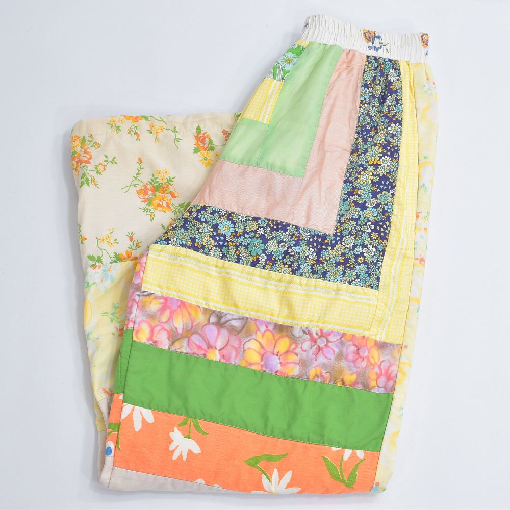 リメイク パッチワーク キルト ルーズシルエットパンツ ボタニカル