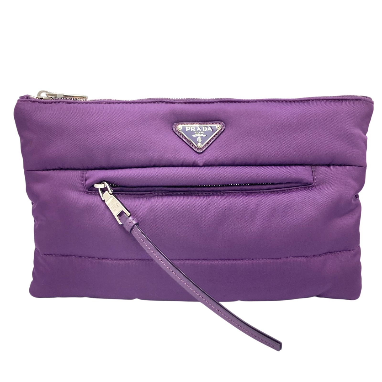 真贋判定済 PRADA ボンバークラッチ パープル B05176GB53