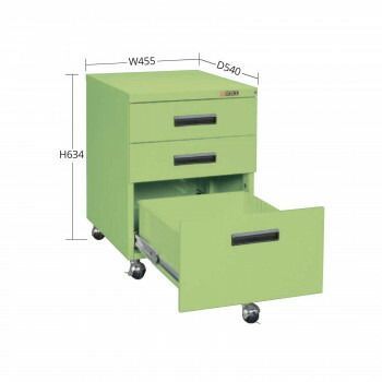 サカエ キャビネットワゴン グリーン NW-3CBN