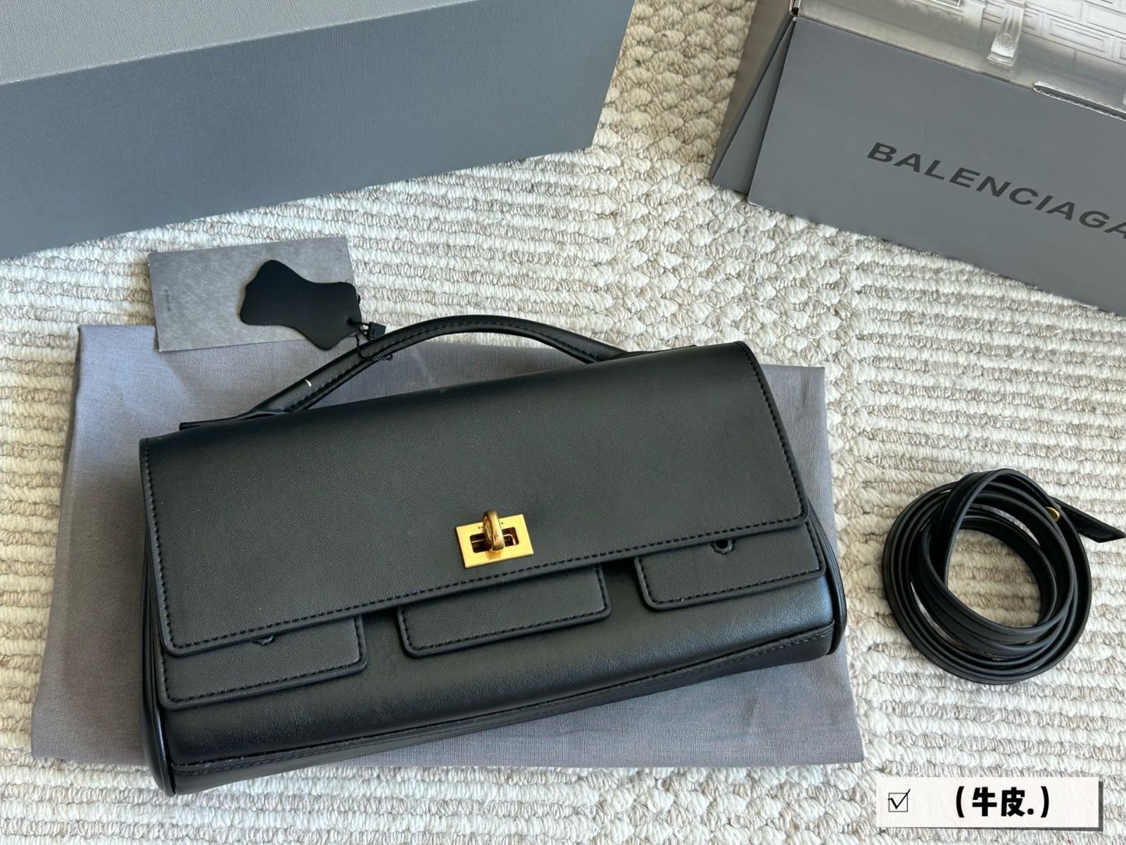 BALENCIAGA ベ レザー ハンドバッグ ? 28×14cm |
