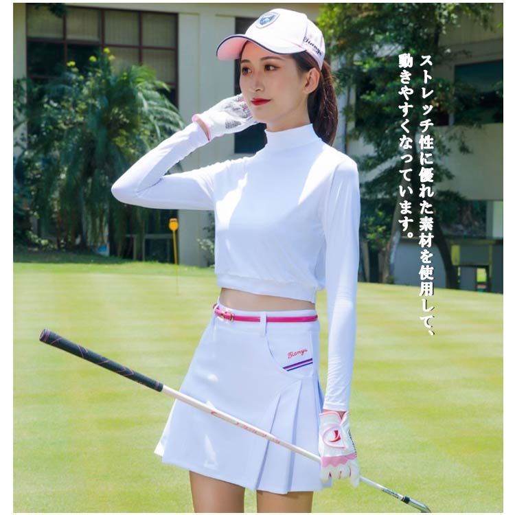 ゴルフウェア ハイネックシャツ ハーフ丈 レディース 長袖