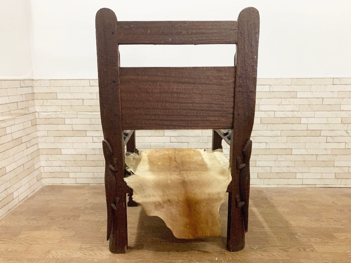 大阪万博展示品/民族の美/ブラックアフリカ芸術展イス/酋長椅 彫刻 
