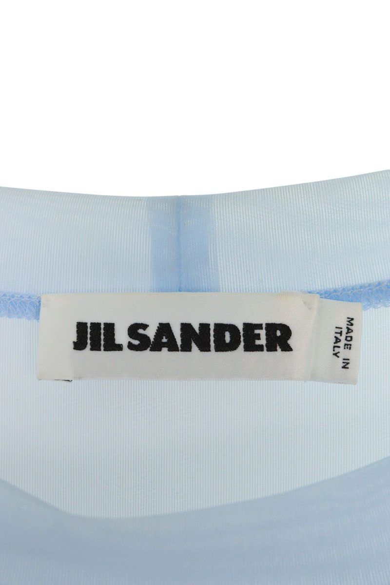 ジルサンダー サイズ:S JSPO705040 ロゴプリントシースルーTシャツ 中古 BS99 ジルサンダー JSPO705040 ロゴプリントシースルーTシャツ