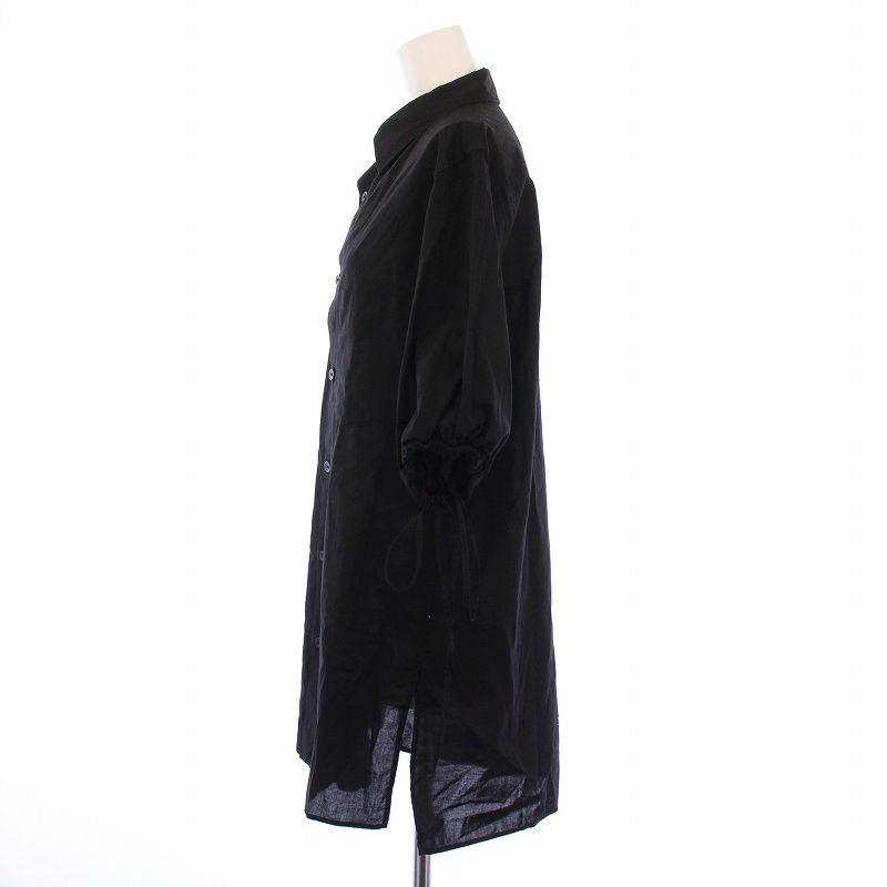 ワイズ Y's ヨウジヤマモト CELLULOSE VIYELLA FRONT TUCKED BLOUSE セルロースビエラフロントタックブラウス シャツ 五分袖 無地 2 黒 YS- ワイズ Y's ヨウジヤマモト CELLULOSE VIYELLA FRONT TUCKED