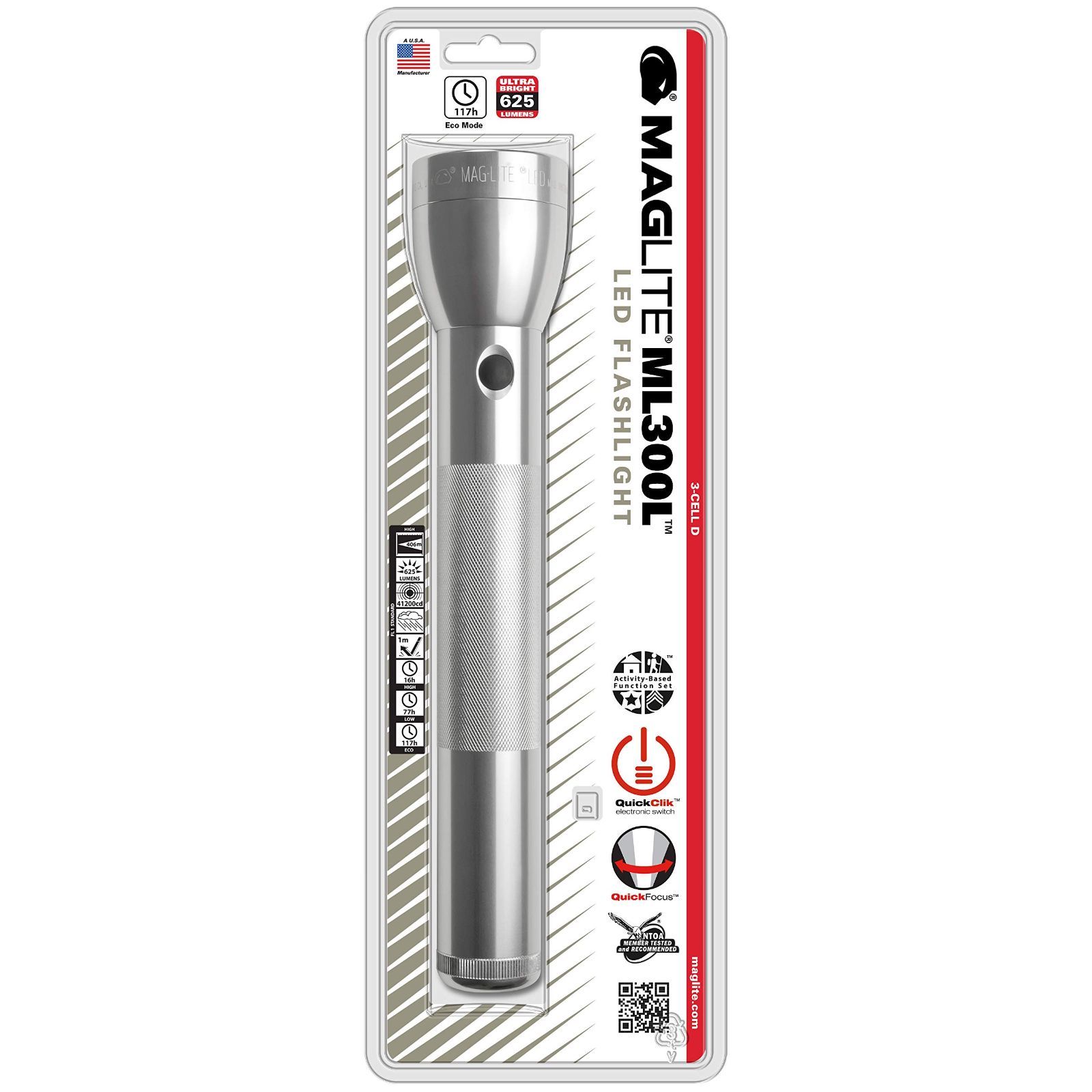 第三世代:3rd GENERATION 【本体色:シルバー】 MAGLITE 3D LEDマグライト ML300L-S3106 Silver 【