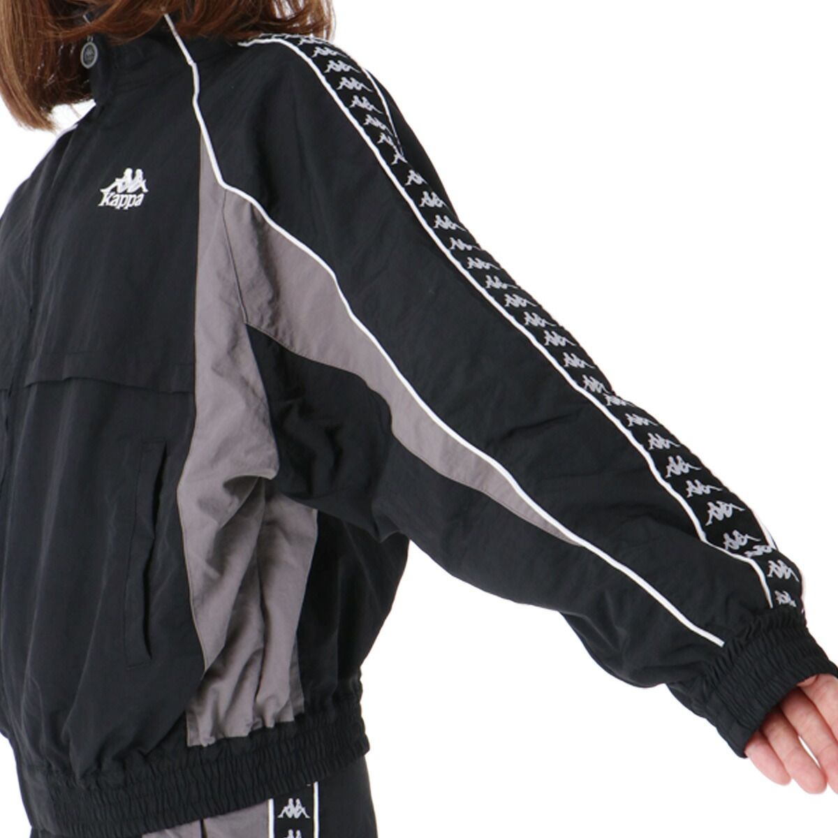カッパ オーセンティック ウインドジャケット レディース ブランド Kappa ナイロンジャケット アウター フルジップ ゆったり 裏メッシュ 裏地付き 黒 バンダライン サイドライン 245621 かわいい 大きいサイズ 有 トップス ウォーキング ウェア LLC-HASEGAWATOSO_COM